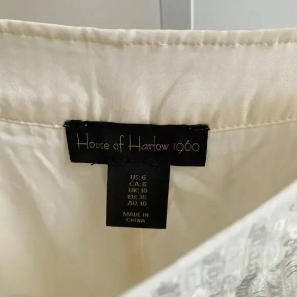 MINT House of Harlow 1960 Revolve Wide Leg Sequin pants High Waist Cream Size 6 - Picture 6 of 8